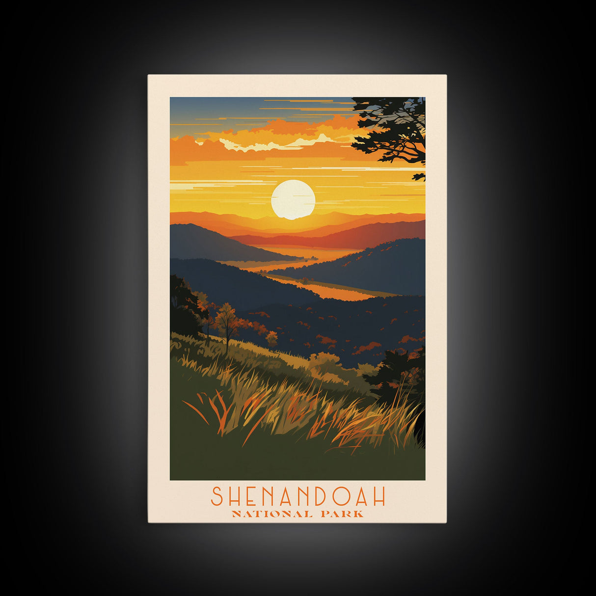 Shenandoah National Park, Virginia Travel Art, National Park Print, Minimalist Travel Art, Midcentury Modern Retro Style Landscape