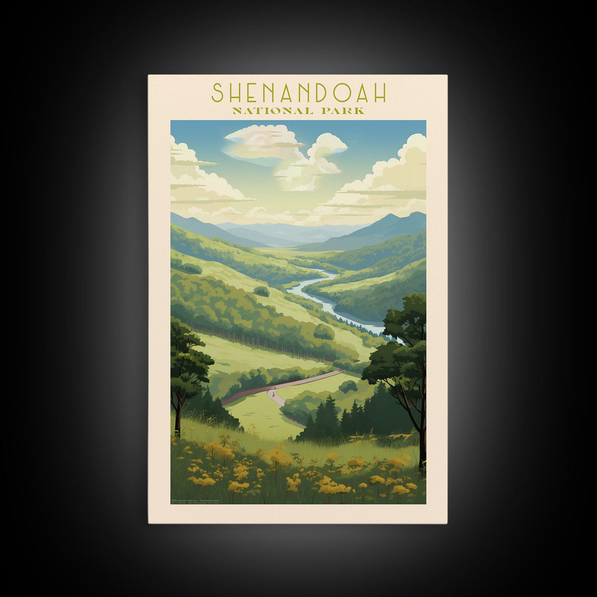 Shenandoah National Park, Virginia Travel Art, National Park Print, Minimalist Travel Art, Midcentury Modern Retro Style Landscape