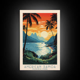 American Samoa National Park, Framed Wall Art Canvas Print, Travel Poster, Travel Art, Roadtrip Decor, Cool Wall Art, Retro State Park Art