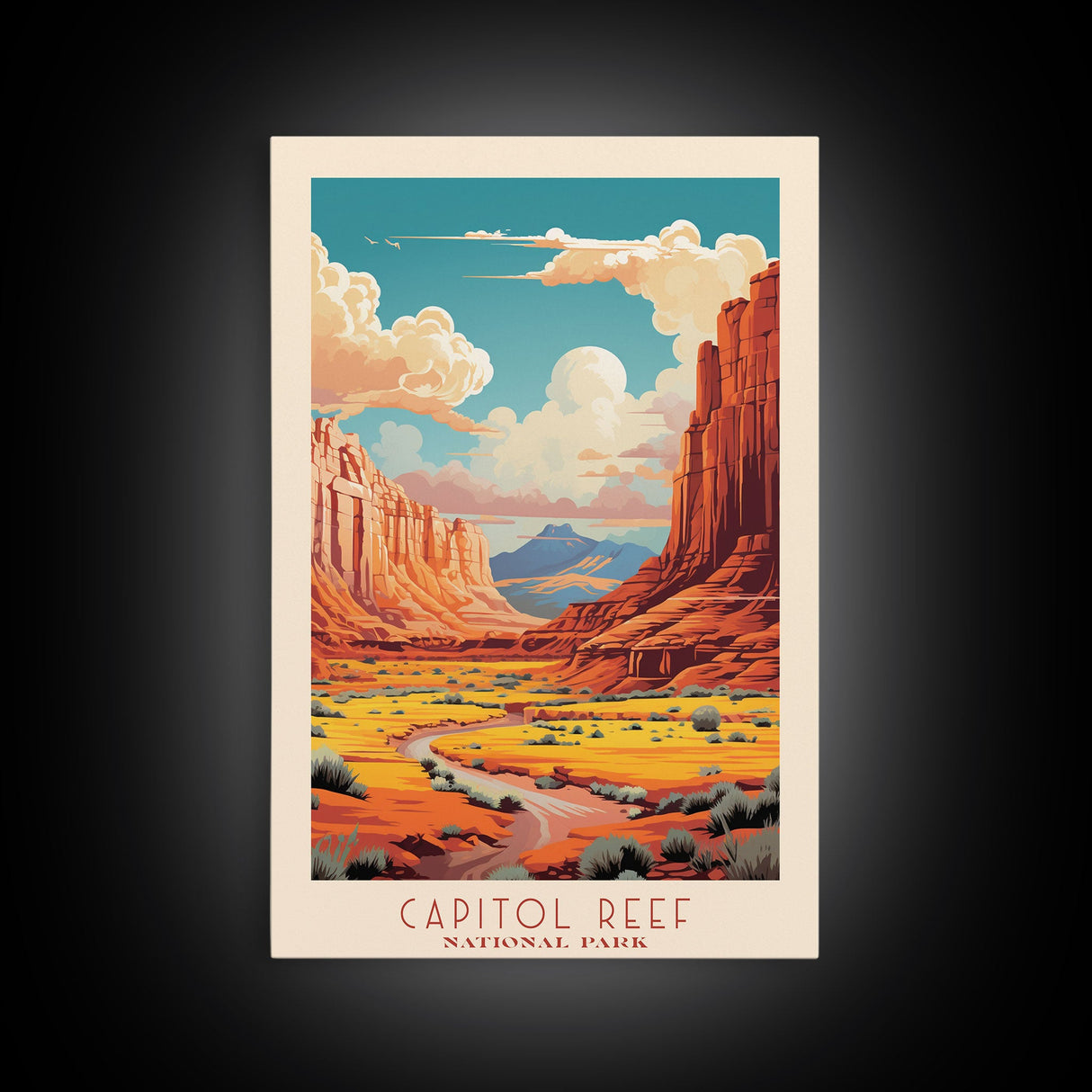 Capital Reef National Park Travel Poster Print, Canvas Print Wall Art, Utah Travel Art, Midcentury Modern Travel Decor