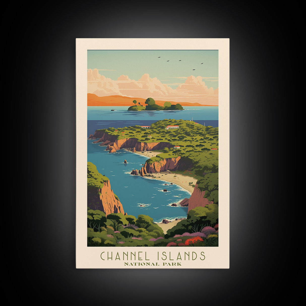 Channel Island National Park Travel Poster Print, Canvas Print Wall Art, California Travel Art, Midcentury Modern Travel Decor