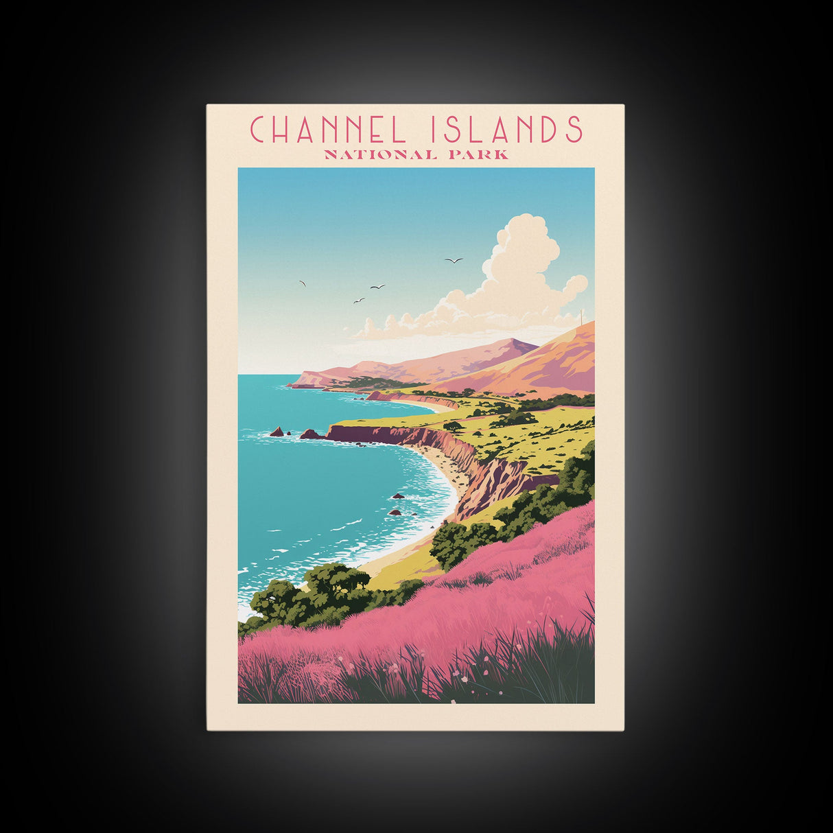 Channel Island National Park Travel Poster Print, Canvas Print Wall Art, California Travel Art, Midcentury Modern Travel Decor