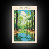 Congaree National Park Travel Poster Print, Canvas Print Wall Art, South Carolina Travel Art, Midcentury Modern Travel Decor