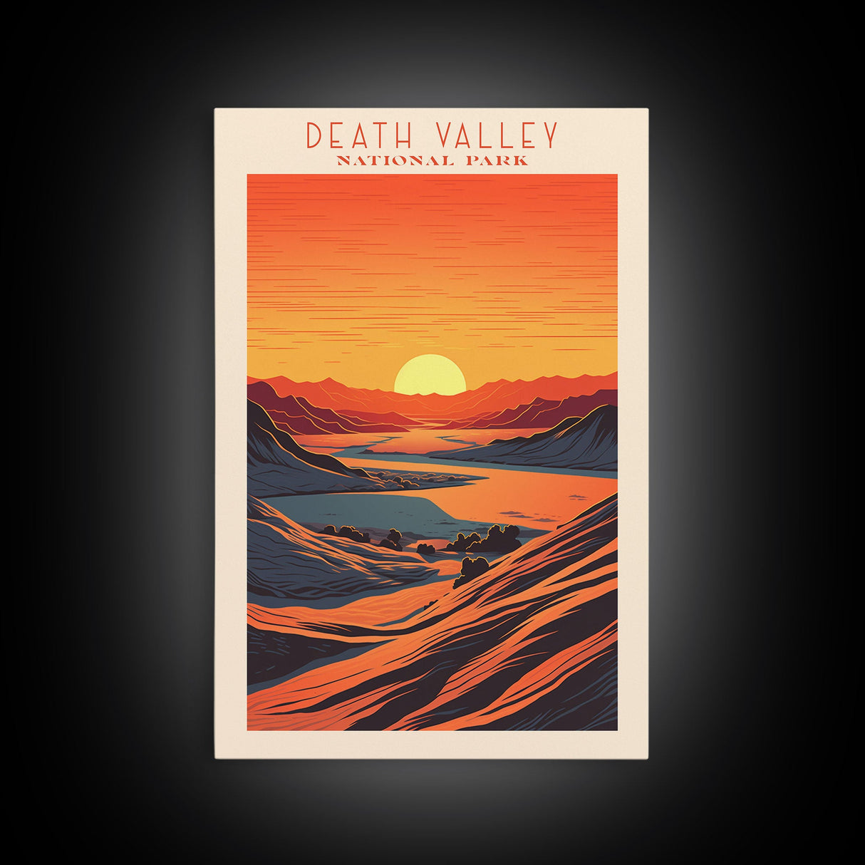 Death Valley National Park Travel Poster Print, Canvas Print Wall Art, California Travel Art, Midcentury Modern Travel Decor, MCM Wall Art