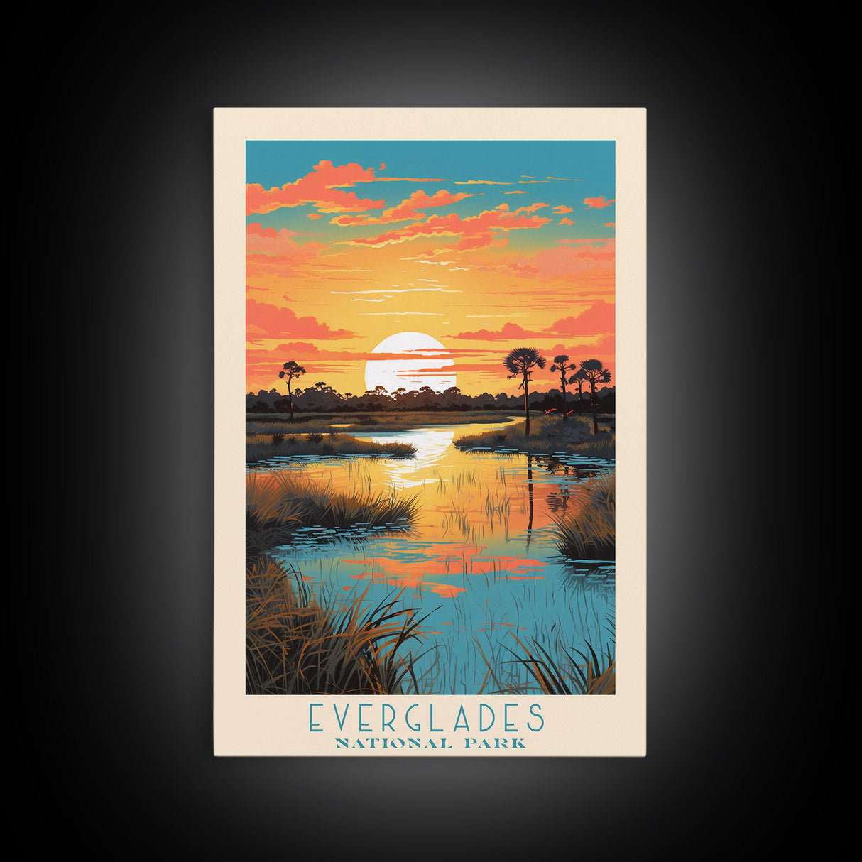 Everglades National Park Travel Poster Print, Canvas Print Wall Art, Florida Travel Art, Midcentury Modern Travel Decor, MCM Wall Art