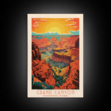 Grand Canyon National Park Travel Poster Art, Canvas Print Wall Art, Arizona Travel Art, Midcentury Modern Travel Decor, MCM Wall Art