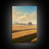 A lone tree in a Texas field, Canvas print, Texan art, Prairies, fields and grass, 3 Piece Wall Art, Ready To Hang Canvas Print