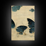 Japanese Butterflies, 3 Piece Wall Art, Ready To Hang Canvas Print, Cool Living Room Wall Art Decor