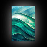 Emerald Green Wall Decor, Sea Green Ocean Waves Abstract, 3 Piece Canvas Decor, 3 Piece Wall Art, Ready To Hang Canvas Prints