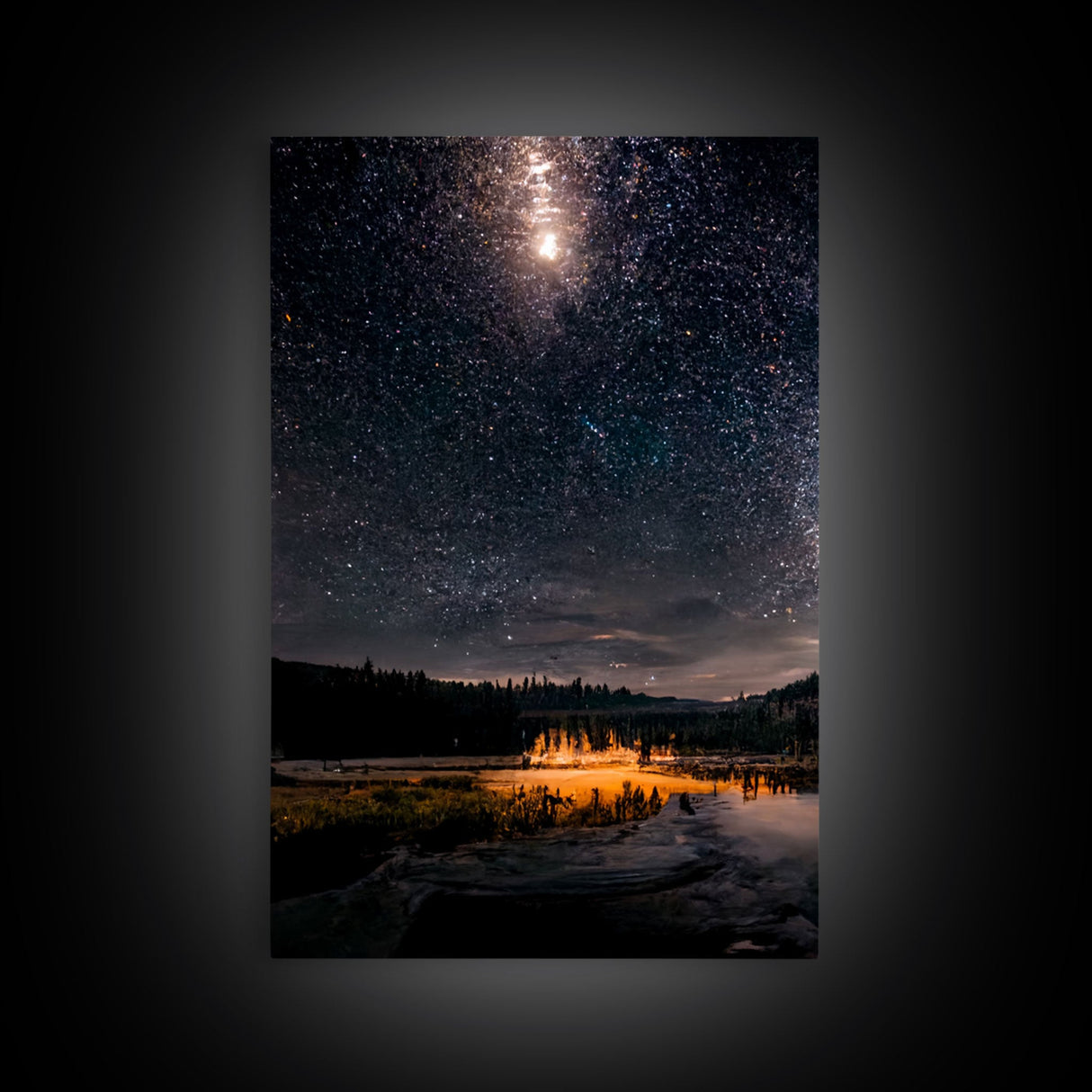 Starry Night Sky Over Montana, travel photography art, 3 Piece Wall Art, Ready To Hang Canvas Print