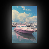 Pink Boat, Ocean Wall Art,  Nautical Wall Art, Canvas Print, Wall Hanging, Portrait Art, Travel Print, Modern Art Prints, Girls Room Decor