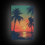 Tropical Wall Art, Palm Tree Art, Sunset, Beach Art, Canvas Print, Wall Hanging, Portrait Art, Home Office Art, Family Home Decor, RV Decor