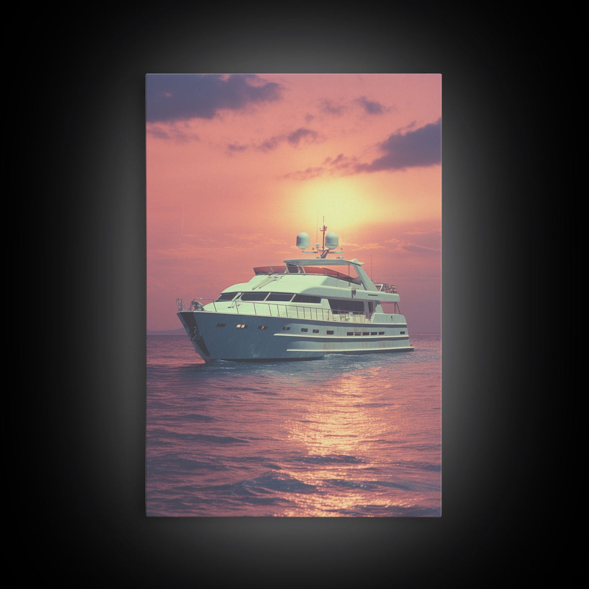 Yacht Art, Ocean Wall Art, Seascape, Sunset, Canvas Print, Wall Hanging, Portrait Art, Retirement Gifts, Beach House Wall Art, Travel Print