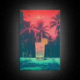 Cocktail Wall Print, Palm Tree Wall Art, Tropical Wall Art, Beach Wall Art, Canvas Print, Wall Hanging, Portrait Art, Bar Decor, RV Wall Art