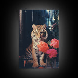 Portrait Of A Lion, 80s Photography, Framed Canvas Print, Photo Print, Animal Prints, Vaporwave Style Retro Art, Lion Wall Art