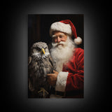 Santa Holding An Eagle, Framed Canvas Print, Christmas Wall Art, Xmas Art, Christmas Art Print, Santa Decor, Farmhouse Christmas Eagle Print