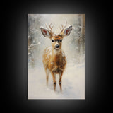 Cute Buck Wearing A Santa Hat, Christmas Decor, Woodland Animals, Christmas Wall Art, Winter Decor, Holiday Decor, Seasonal Decor, Cute Deer