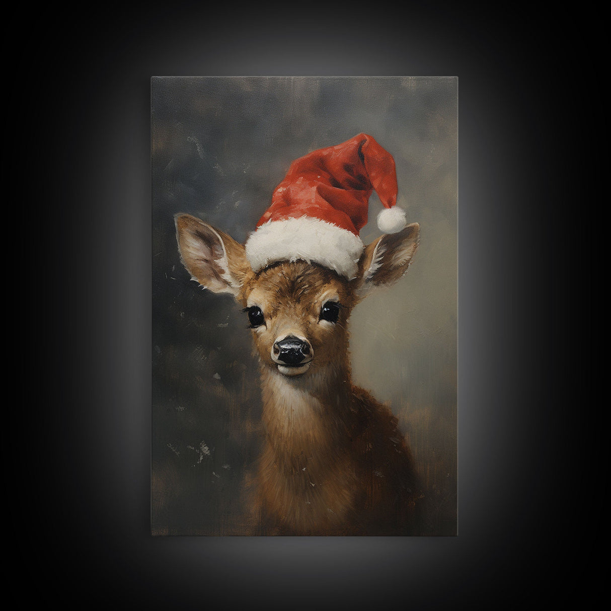 Cute Christmas Deer - Farmhouse Christmas Decor - Fawn Dressed For Christmas - Xmas Decor - Christmas Wall Art- Holiday Decorations