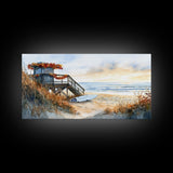 Christmas vacation decor Framed Canvas Print coastal beach cabin snowy winter landscape holiday decor gallery wall Christmas wall print