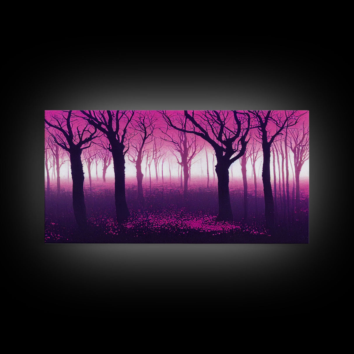 Purple Haunted Forest, Surreal Abstract Trippy Psychedelic Art, Ready To Hang Canvas Print, Framed Wall Art