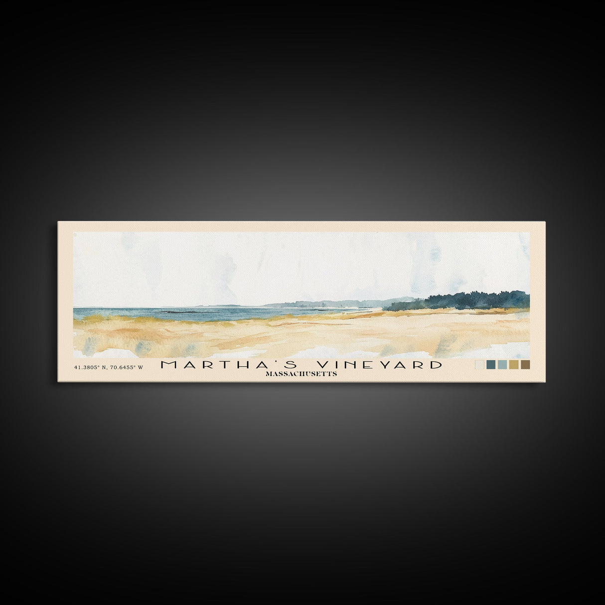 Martha’s Vineyard, Massachusetts Watercolor Beach Print, Vacation Gift, Massachusetts Wall Art, Framed Canvas Print, Framed Beach Painting