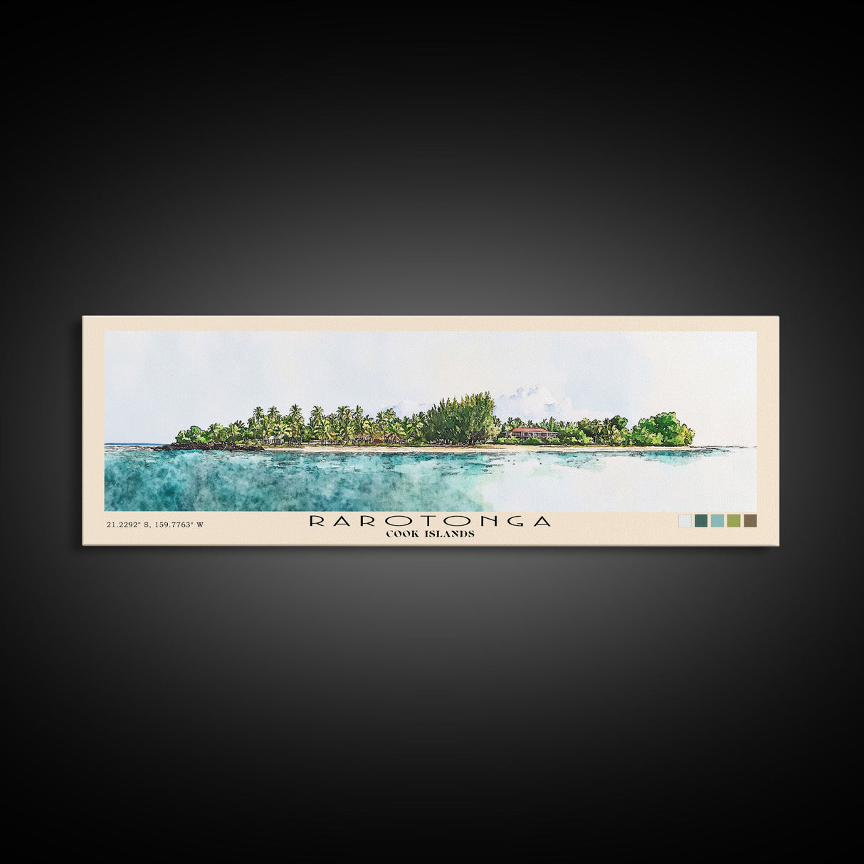 Rarotonga, Cook Islands Watercolor Beach Print, Vacation Gift, Cook Islands Wall Art, Framed Canvas Print, Framed Beach Painting