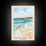 Adventure Bay, Australia Watercolor Beach Print, Vacation Gift, Australia Wall Art, Framed Canvas Print, Framed Beach Painting