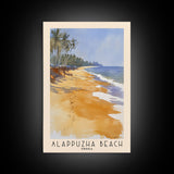 Alappuzha Beach, India Watercolor Print, Vacation Gift, India Wall Art, Beach Painting, Beach Decor, Large Wall Art, Wood Frame Art