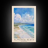 Almonta Beach, Australia Watercolor Beach Print, Vacation Gift, Australia Wall Art, Framed Canvas Print, Framed Beach Painting