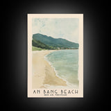 An Bang Beach, Hoi An, Vietnam Watercolor Beach Print, Vacation Gift, Hoi An, Vietnam Wall Art, Framed Canvas Print, Framed Beach Painting