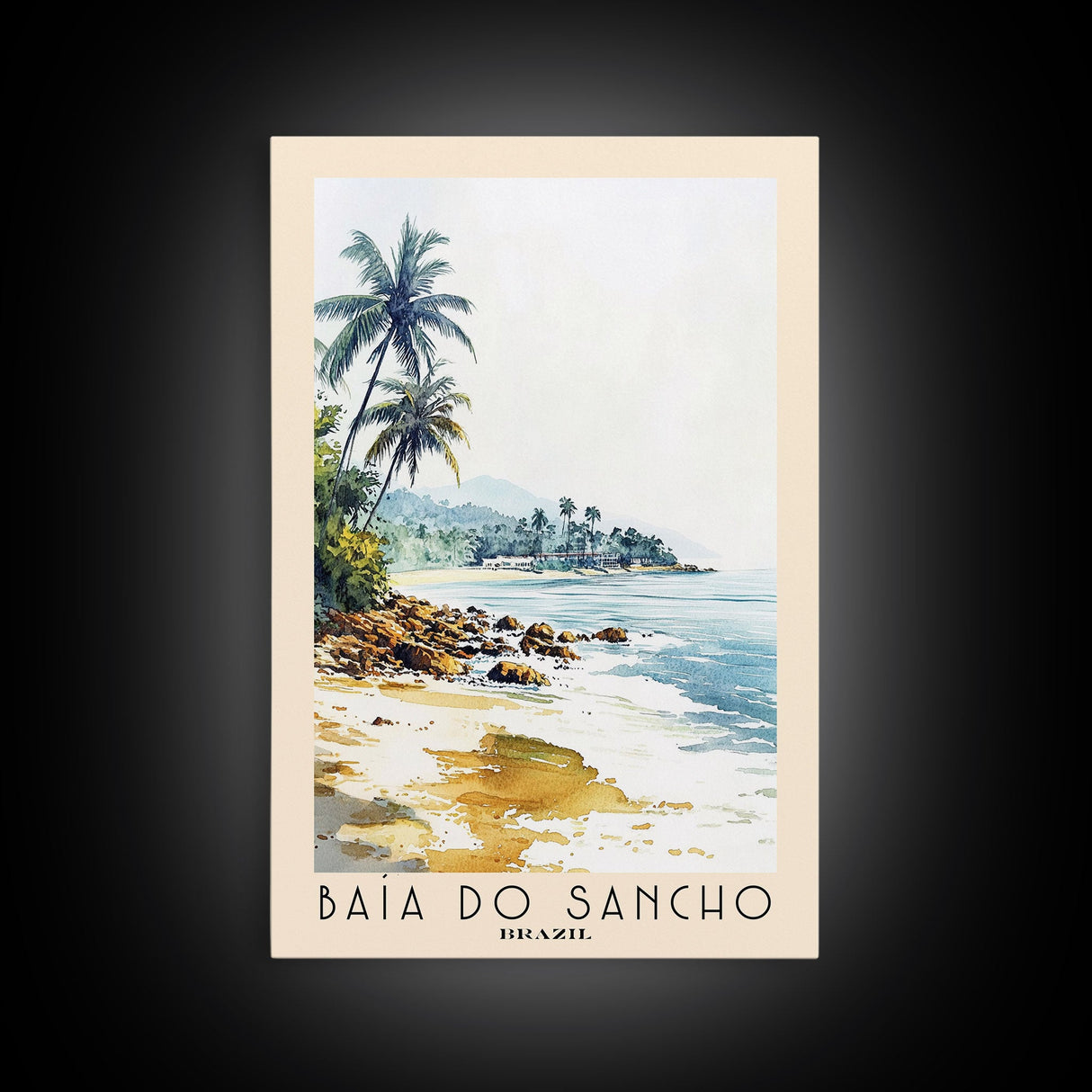 Baía do Sancho, Brazil Watercolor Beach Print, Vacation Gift, Brazil Wall Art, Beach Painting, Beach Decor, Beach Painting