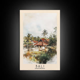 Bali, Indonesia Watercolor Print, Vacation Gift, Indonesia Wall Art, Beach Painting, Beach Decor, Large Wall Art, Wood Frame Art