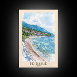 Beidaihe, China Watercolor Beach Print, Vacation Gift, China Wall Art, Framed Canvas Print, Framed Beach Painting