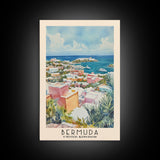 Bermuda, United Kingdom Watercolor Beach Print, Vacation Gift, United Kingdom Wall Art, Framed Canvas Print, Framed Beach Painting