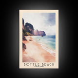 Bottle Beach, Thailand Watercolor Beach Print, Vacation Gift, Thailand Wall Art, Framed Canvas Print, Framed Beach Painting