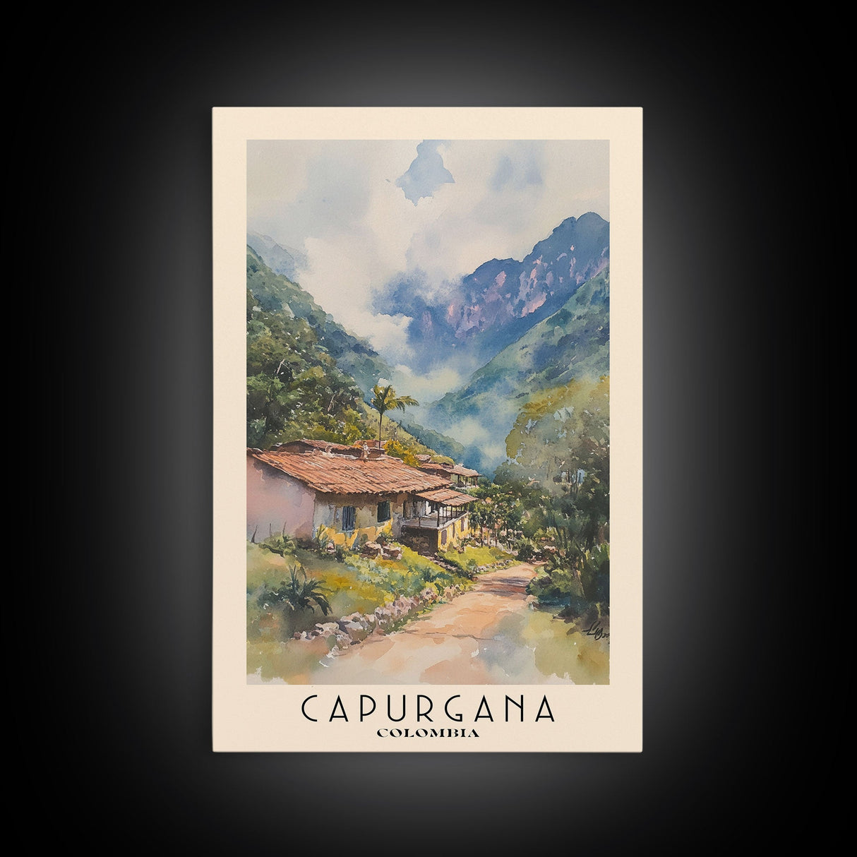 Capurgana, Colombia Watercolor Beach Print, Vacation Gift, Colombia Wall Art, Framed Canvas Print, Framed Beach Painting