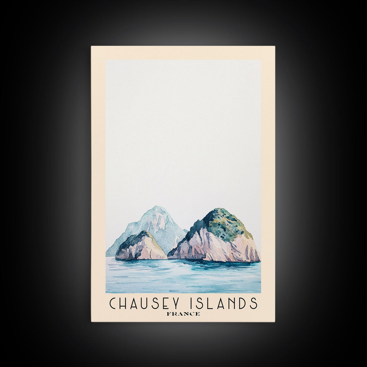 Chausey Islands, France Watercolor Beach Print, Vacation Gift, France Wall Art, Framed Canvas Print, Framed Beach Painting