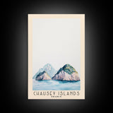 Chausey Islands, France Watercolor Beach Print, Vacation Gift, France Wall Art, Framed Canvas Print, Framed Beach Painting