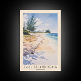 Chill Island Beach, Bahamas Watercolor Beach Print, Vacation Gift, Bahamas Wall Art, Framed Canvas Print, Framed Beach Painting