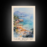 Clear Water Bay, Hong Kong Watercolor Beach Print, Vacation Gift, Hong Kong Wall Art, Framed Canvas Print, Framed Beach Painting