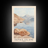 Damas Island, Chile Watercolor Beach Print, Vacation Gift, Chile Wall Art, Framed Canvas Print, Framed Beach Painting