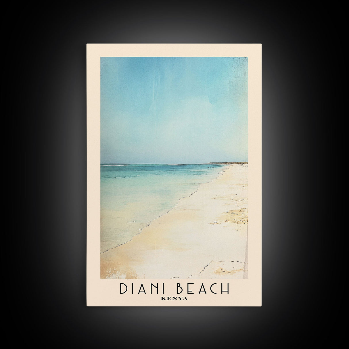 Diani Beach, Kenya Watercolor Beach Print, Vacation Gift, Kenya Wall Art, Framed Canvas Print, Framed Beach Painting