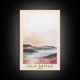 Isla Damas, Chile Watercolor Beach Print, Vacation Gift, Chile Wall Art, Framed Canvas Print, Framed Beach Painting