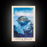 Isola Bella, Italy Watercolor Beach Print, Vacation Gift, Italy Wall Art, Framed Canvas Print, Framed Beach Painting