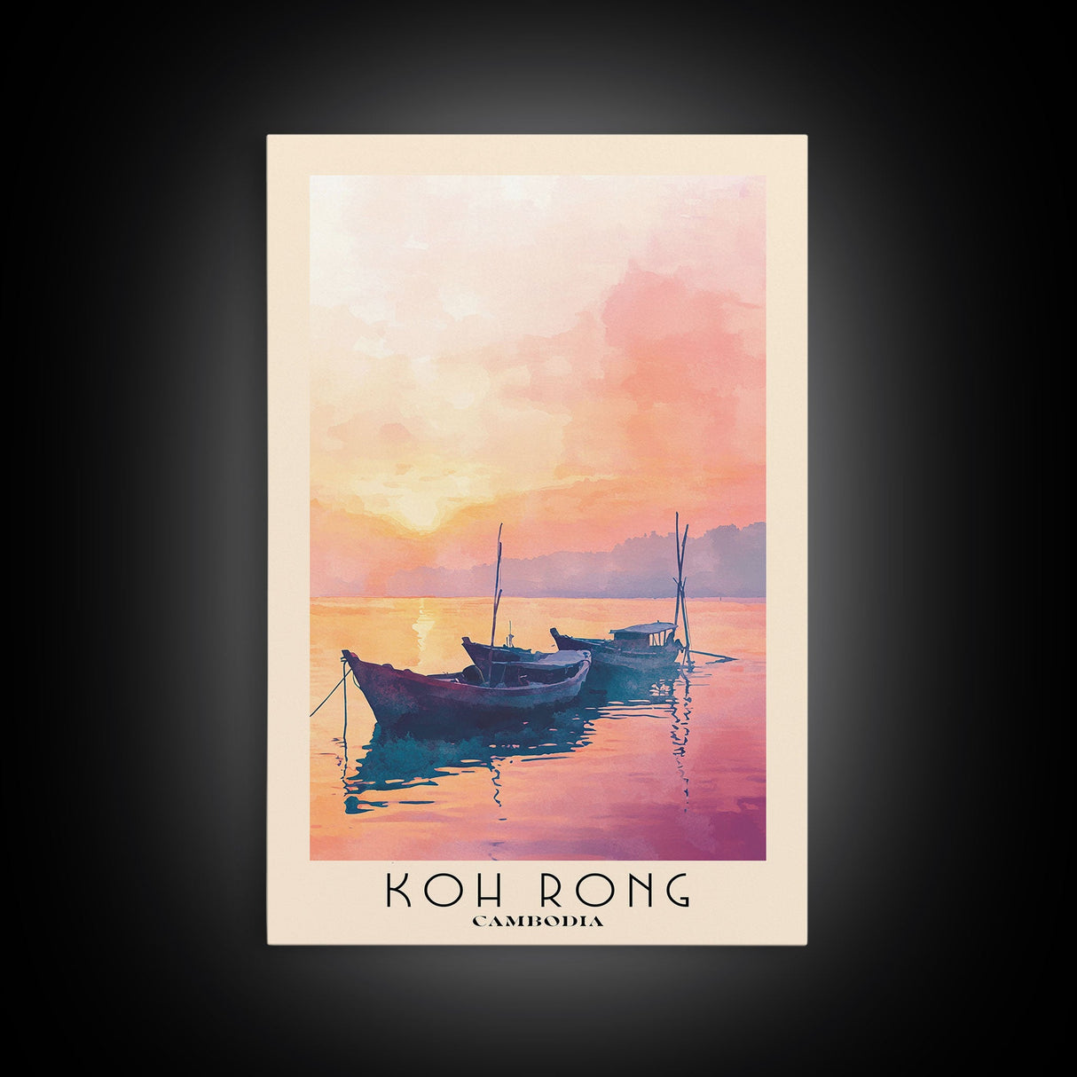 Koh Rong, Cambodia Watercolor Beach Print, Vacation Gift, Cambodia Wall Art, Framed Canvas Print, Framed Beach Painting