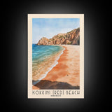 Kokkini (Red) Beach, Greece Watercolor Beach Print, Vacation Gift, Greece Wall Art, Framed Canvas Print, Framed Beach Painting