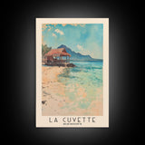 La Cuvette, Mauritius Watercolor Beach Print, Vacation Gift, Mauritius Wall Art, Framed Canvas Print, Framed Beach Painting