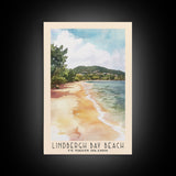 Lindbergh Bay Beach, US Virgin islands Watercolor Beach Print, Vacation Gift, US Virgin islands Wall Art, Framed Canvas Print, Framed Beach Painting