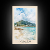 Long Bay, Saint-Martin Watercolor Print, Vacation Gift, Saint-Martin Wall Art, Beach Painting, Beach Decor, Large Wall Art, Wood Frame Art