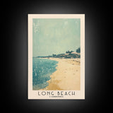 Long Beach, Cambodia Watercolor Beach Print, Vacation Gift, Cambodia Wall Art, Framed Canvas Print, Framed Beach Painting